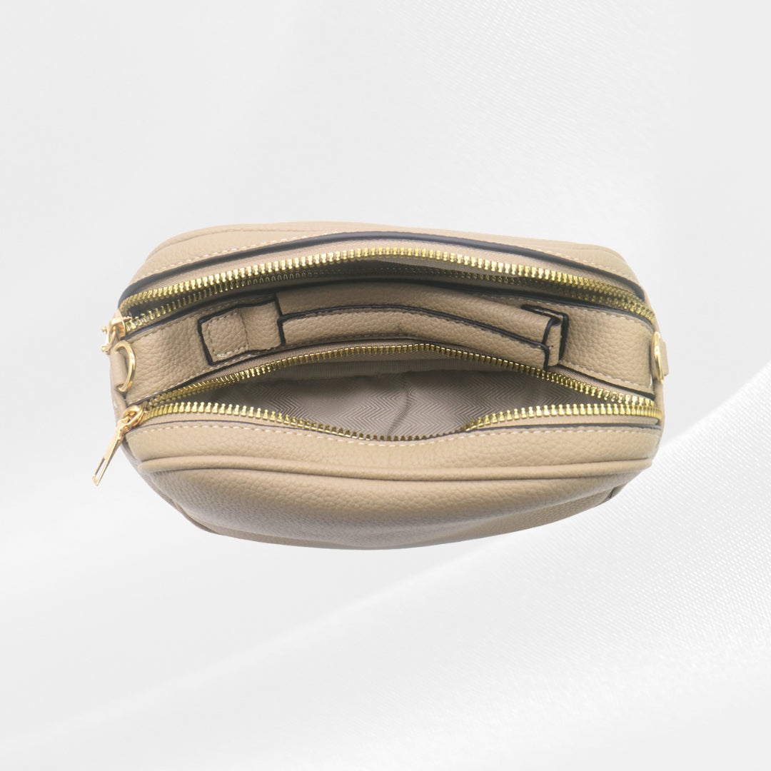 Schoudertas beige - rond